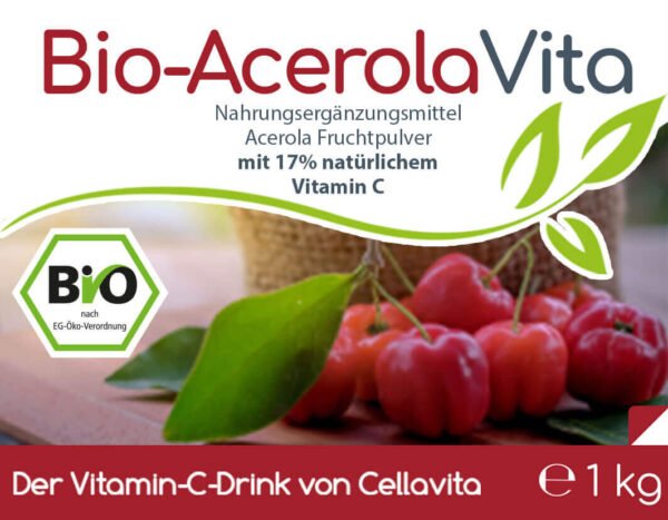 Der Energiekick - Acerola Vitamin C Vita 1000g Pulver Vorratsbeutel voller Vitamin-C3