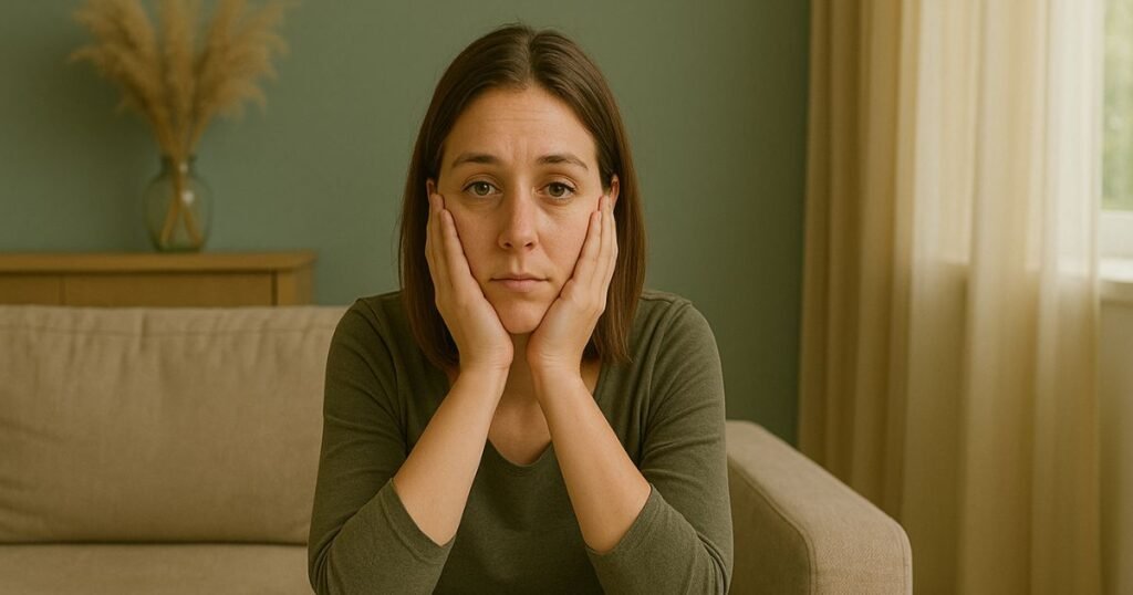 staendig-muede-frau-sofa-wohnzimmer-gesicht-haende-gesundheitsparadies