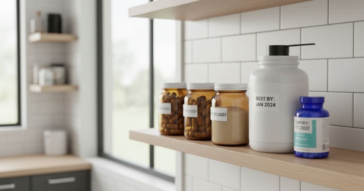 Abgelaufene Nahrungsergänzungsmittel in Kapsel- und Pulverform zur Einschätzung der Haltbarkeit
