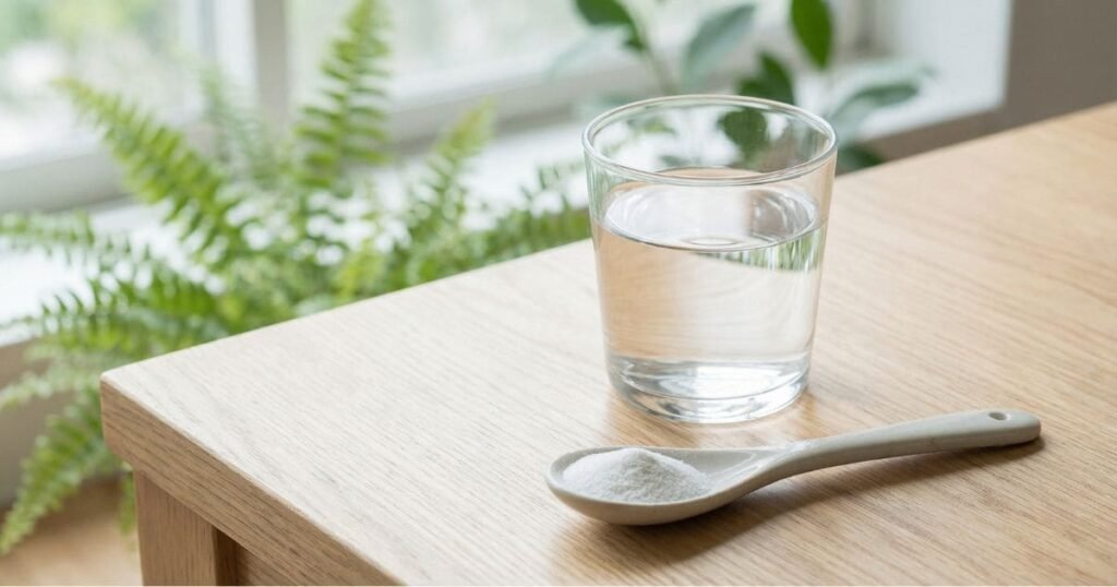 Kollagen Hydrolysat als feines Pulver in Wasser – natürliche Unterstützung für Haut, Gelenke und Bindegewebe