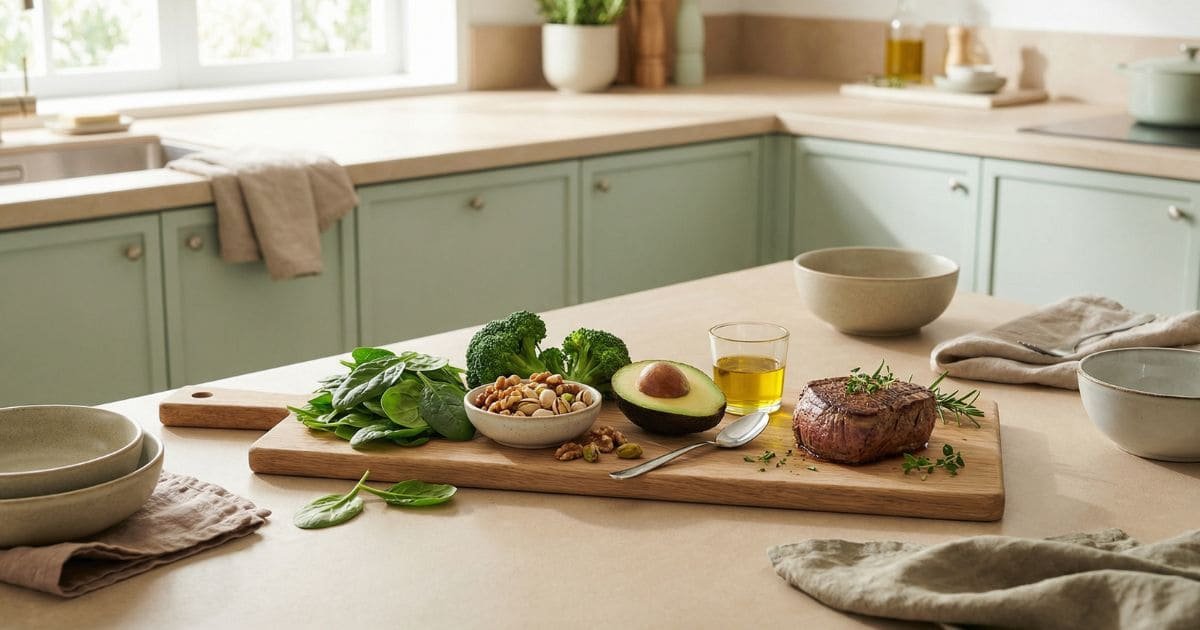 Fotorealistische Darstellung pflanzlicher und natürlicher Coenzym Q10 Quellen