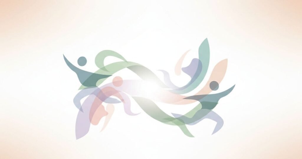 Gesundheitsillustration mit Hantel als Symbol für Bewegung, Muskulatur und körperliche Aktivität