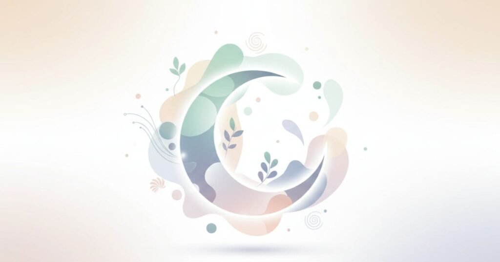 Sanfte Gesundheitsillustration mit Mondsymbol als Darstellung von Schlaf und Entspannung