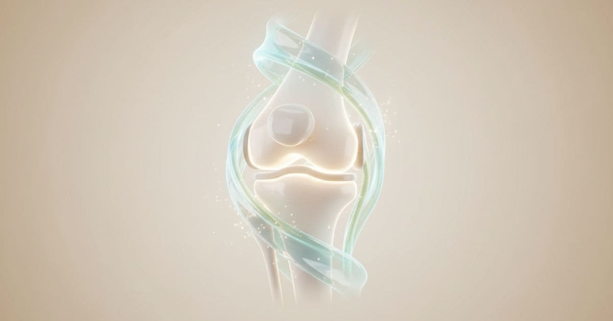 Symbolische Darstellung eines Kniegelenks zur Veranschaulichung von Gelenkgeräuschen und Knacken von Gelenken